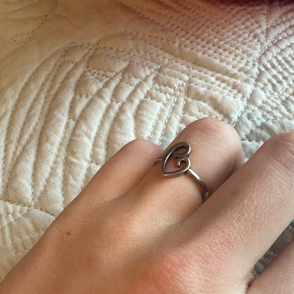 Delicate Silver Minimalist Ring with Charm